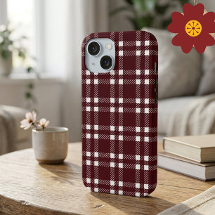 Coque Case-Mate iPhone Tartan à carreaux bordeaux classique pour une ambi
