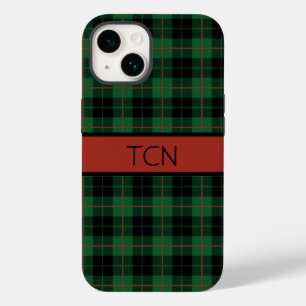 Coque Case-Mate iPhone Tartan à carreaux vert noir et rouge Monogram