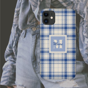 Case-Mate iPhone Case Tartan - Arrière - plan crème bleu foncé - Télépho