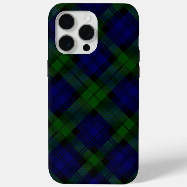 Coques Case-Mate iPhone Tartan Black Watch Bleu Vert Carreaux (Verso)