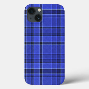 iPhone 13 Coque Tartan bleu plaid