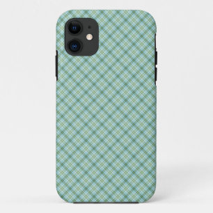 Coque iPhone 11 Tartan bleu vert