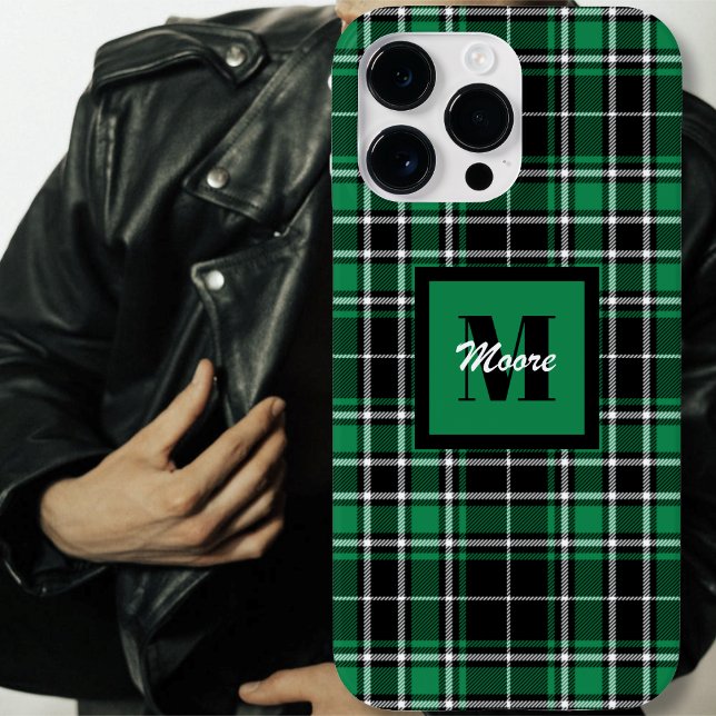 Coques Case-Mate iPhone Tartan - Boîtier de téléphone noir vert et blanc c (Tartan - Black Green and Off White Phone Case by Leapfroglisics Shop)