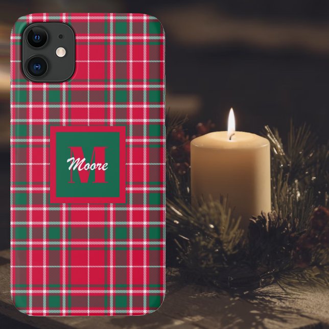 Coques Case-Mate iPhone Tartan - Boîtier rouge vert et blanc cassé (Christmas Tartan in red, green and off white - Casemate Phone Case)