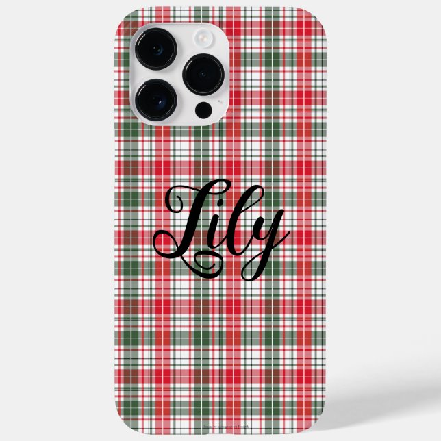 Coques Case-Mate iPhone Tartan Classique d'Hiver Rouge Nom Personnalisé (Verso)