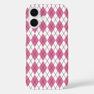 Coque Pour iPhone 16 Tartan des années 70 rose