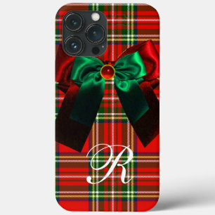 COQUES POUR iPhone TARTAN ÉCOSSAIS ET ROUGE GREEN BOWS NOËL PARTI