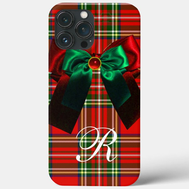 COQUES Case-Mate iPhone TARTAN ÉCOSSAIS ET ROUGE GREEN BOWS NOËL PARTI (Verso)
