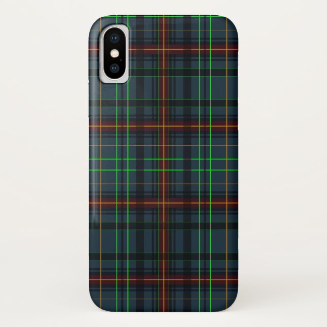 Coques Case-Mate iPhone Tartan en bleu, orange, vert... (Dos)