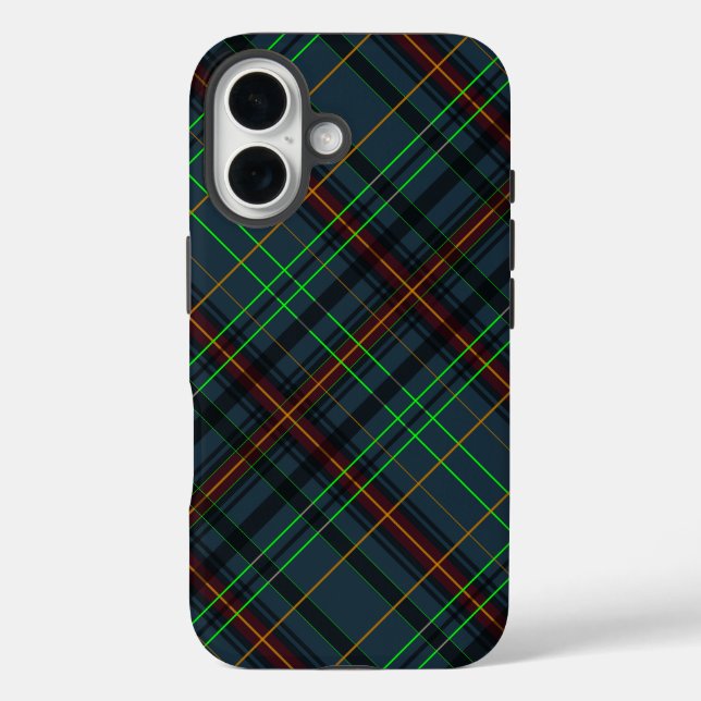 Coques Case-Mate iPhone Tartan en bleu, orange, vert... (Verso)