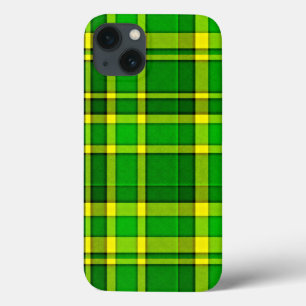 Etui iPhone 13 Tartan jaune vert