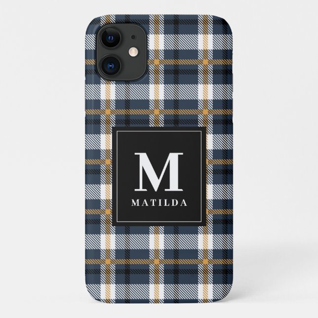 Coques Case-Mate iPhone Tartan monogramme plaid (Dos)