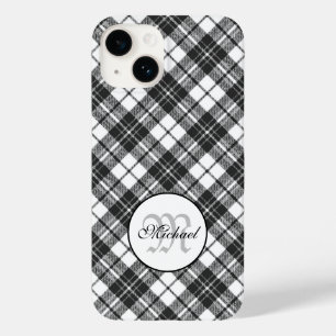 Coque Case-Mate iPhone Tartan motif Noël noir blanc Monogramme