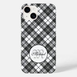 Coque Case-Mate iPhone Tartan motif Noël noir blanc Monogramme