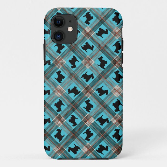 Coques Case-Mate iPhone Tartan noir de plaid de chien de Scottie (Dos)
