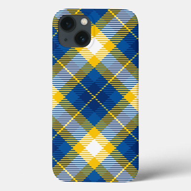 Coques Case-Mate iPhone Tartan Plaid bleu jaune (Verso)