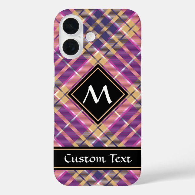 Coques Case-Mate iPhone Tartan rose, or et bleu (Verso)