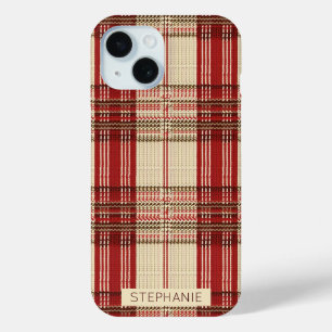 Coque Case-Mate iPhone Tartan rouge classique et noir - Rustique tissé 2