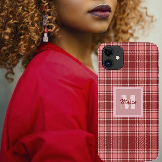 Coques Case-Mate iPhone Tartan - rouge rose et cément blanc (Match to your wardrobe with this Modern red to pink tricolor tartan)