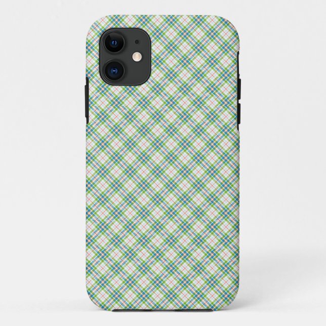 Coques Case-Mate iPhone Tartan vert bleu (Dos)