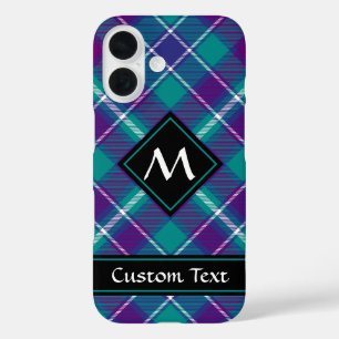 Coque Pour iPhone 16 Tartan vert de mer, violet et bleu