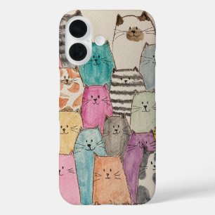 Coque Pour iPhone 16 Tas de chats