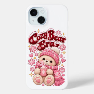 Coque Case-Mate iPhone Tasse de café de Noël rose mignonne de l'ère Cozy