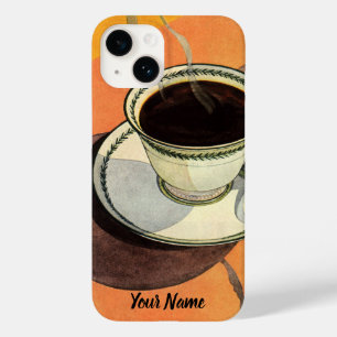 Coque Case-Mate iPhone Tasse de café vintage, soucoupe, cuillère, diner r