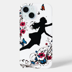 Coque Case-Mate iPhone Tatouage Art Style fille avec papillons et fleurs