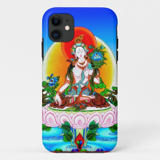 Coques Case-Mate iPhone Tatouage blanc Tara de thangka tibétain oriental (Dos)