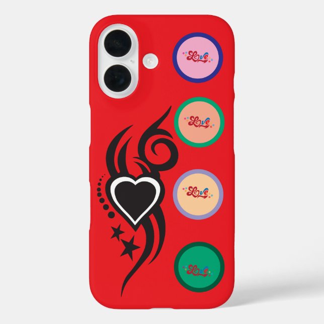 Coques Case-Mate iPhone Tatouage de cœur floral ornemental (Verso)
