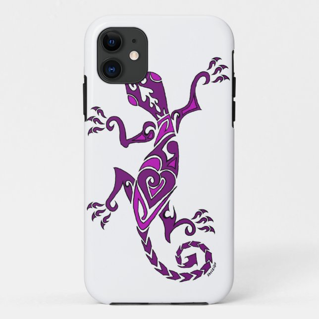 Coques Case-Mate iPhone Tatouage/henné de lézard dans le pourpre (Dos)
