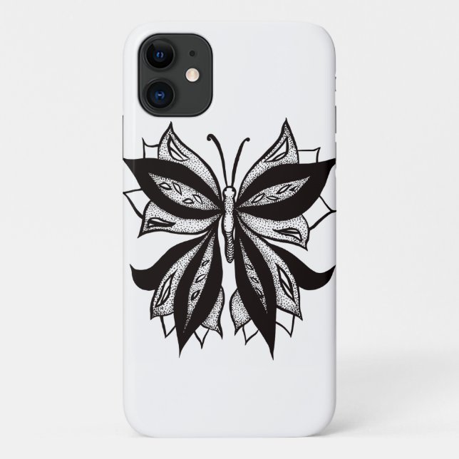 Coques Case-Mate iPhone Tatouage Tribal Noir Et Blanc Papillon (Dos)