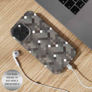 Coque Case-Mate iPhone Taupe Gris Brown Noir Moyen-siècle Motif Pixel