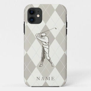 Coques Pour iPhone Taupe Jacquard Motif, Golf personnalisé