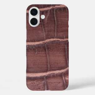Coque Pour iPhone 16 Plus Taupe moderne Croc Cuir Texture