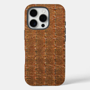 Coque iPhone 16 Pro Taupe moderne Croc Cuir Texture