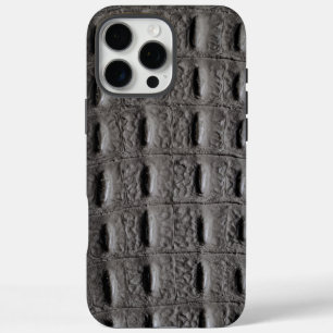 Coque iPhone 16 Pro Max Taupe moderne Croc Cuir Texture
