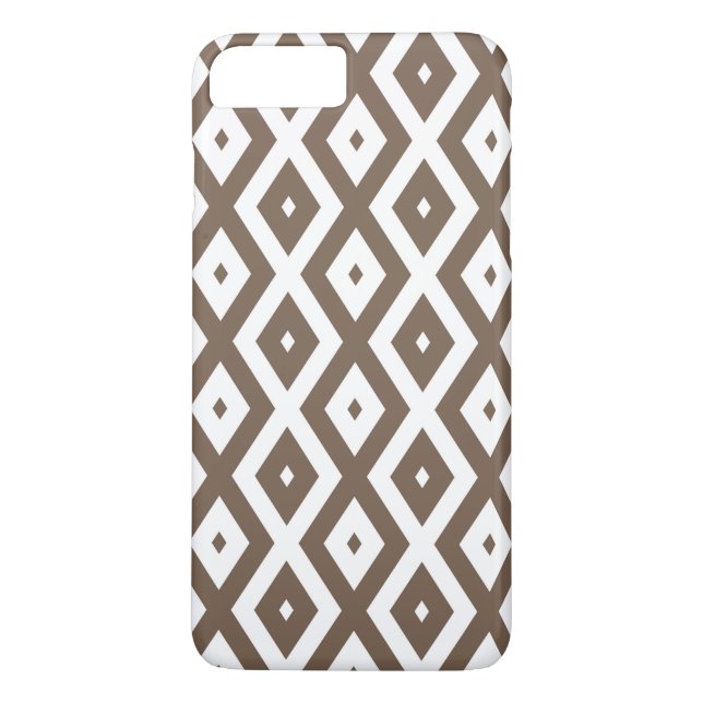 Coques Case-Mate iPhone Taupe motif diamant brun et blanc (Dos)