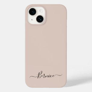 Coque Case-Mate iPhone Taupe Neutre Simple Minimaliste Script Nom personn