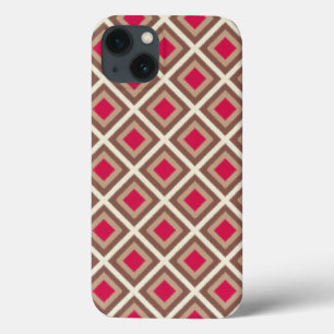 Coques Pour iPhone Taupe, Taupe Légère, Diamants Ikat Rose Chaud STay