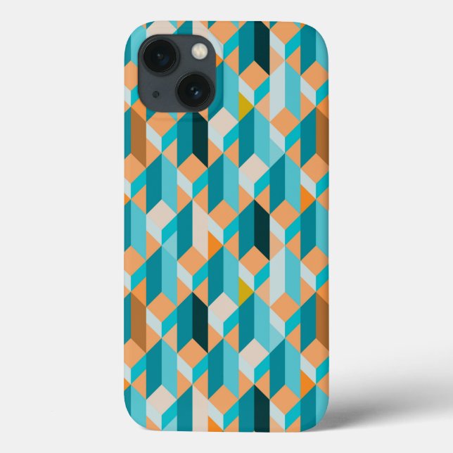 Coques Case-Mate iPhone Teal And Orange Shapes Pattern (Verso)