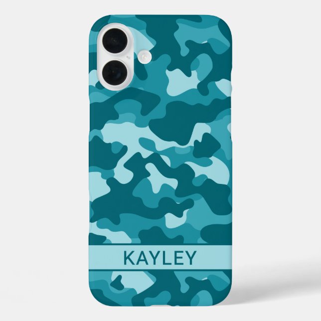 Coques Case-Mate iPhone Teal Camouflage Personalized (Verso)
