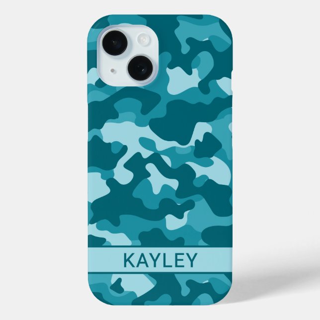 Coques Case-Mate iPhone Teal Camouflage Personalized (Verso)