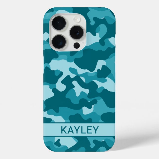 Coques Case-Mate iPhone Teal Camouflage Personalized (Verso)