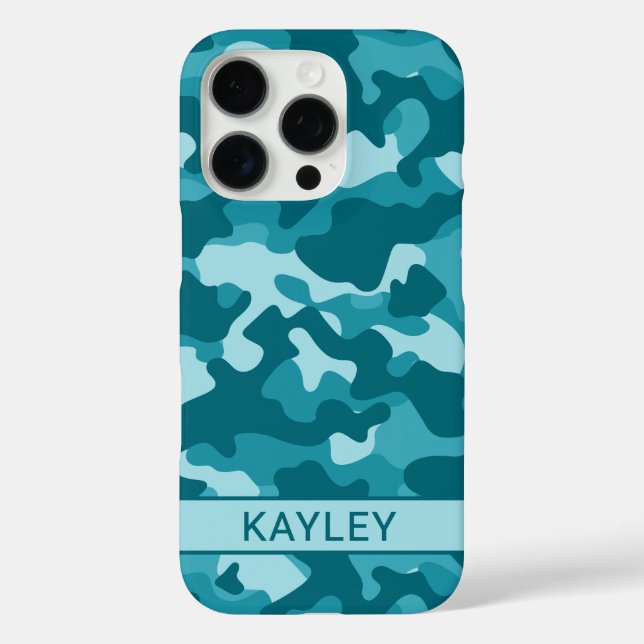 Coques Case-Mate iPhone Teal Camouflage Personalized (Verso)