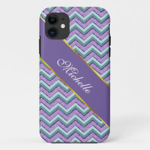 Coque iPhone 11 Teal et zigzag d'améthyste