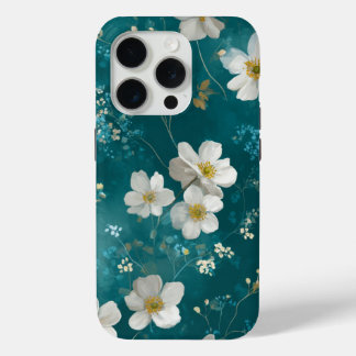 Coque Case-Mate iPhone Teal With Soft White Blossoms 