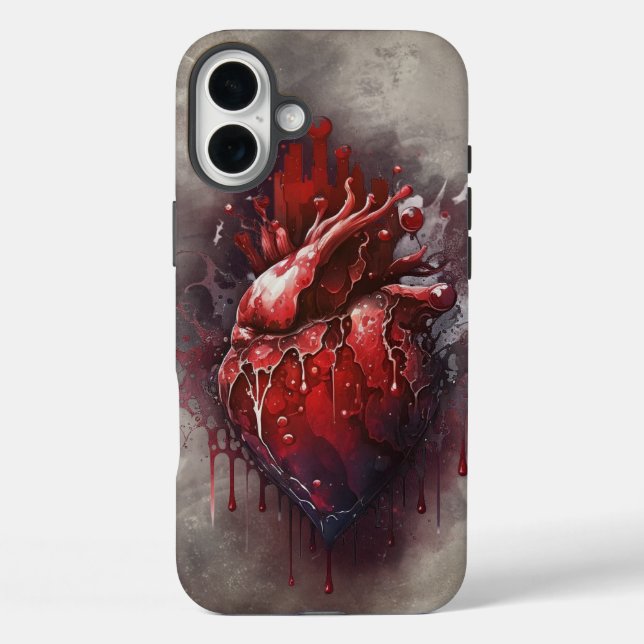 Coques Case-Mate iPhone Técherie | Coeur avec goutte rouge et or saignant (Verso)