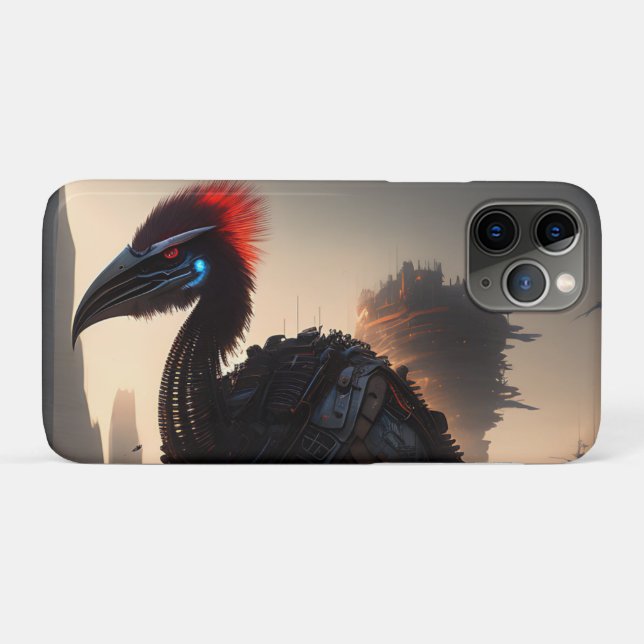 Coques Case-Mate iPhone "Techno-Feathers : Le robot futuriste Emu" (Dos (Horizontal))